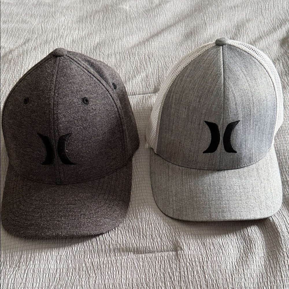 Hurley Two-Pack Heathered Gray & Charcoal Trucker Hats Small/Medium Flex Fit
